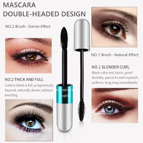 2 Pack 4D Silk Fiber Mascara - Waterproof & 5x Longer Lashes