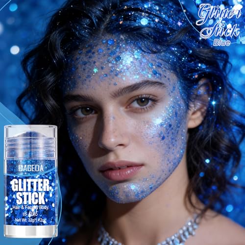 Blue Glitter Stick - 32G Holographic Shimmer Face & Body Makeup