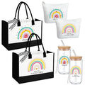Hushee 6 Pcs Christmas Teacher Gift for Women 2 Set Appreciation Gift Include Teacher Tote Bag Tumbler and Makeup Bag