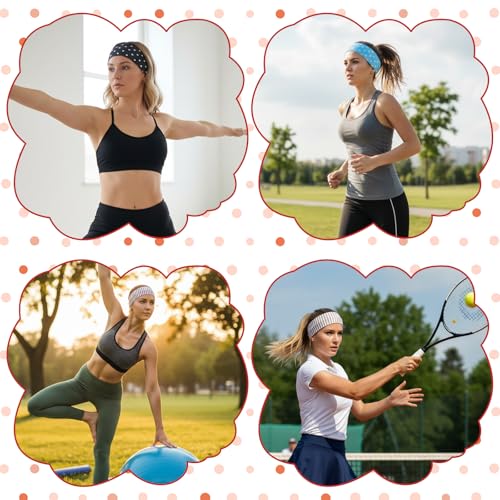 6 Pack Polka Dot Elastic Headbands for Women - Soft, Non-Slip Hair Accessories