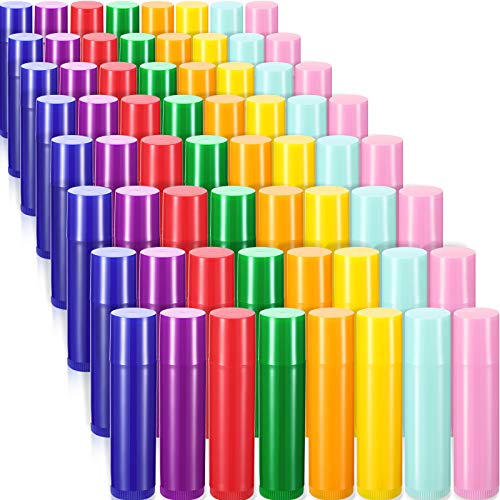 64 Pieces 5ml Empty Lip Balm Tubes, 8 Colors Refillable DIY