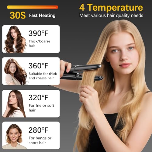 Cordless Mini Hair Straightener & Curler - 2 in 1 Ceramic Iron