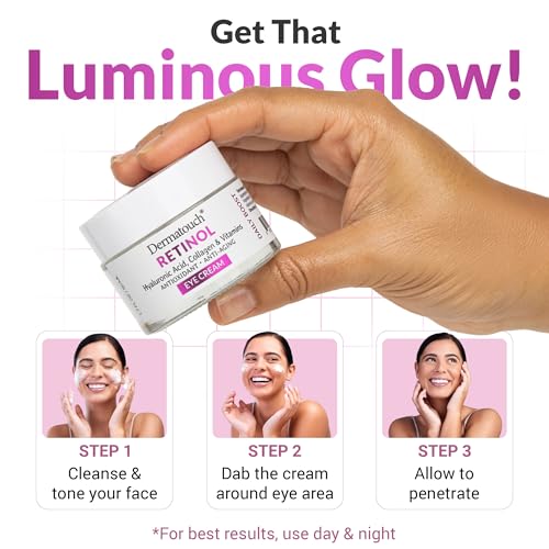 DERMATOUCH Retinol Eye Cream, 1.75 oz - Hyaluronic Acid, Peptides & Vitamins - Made in America (Pack of 2)