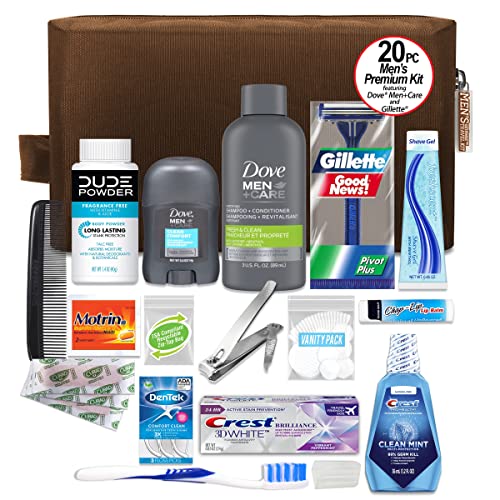 Men's Premium 20-Piece Travel Kit with TSA Compliant Toiletries