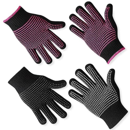 Heat Resistant Gloves for Hair Styling, 4 Pack