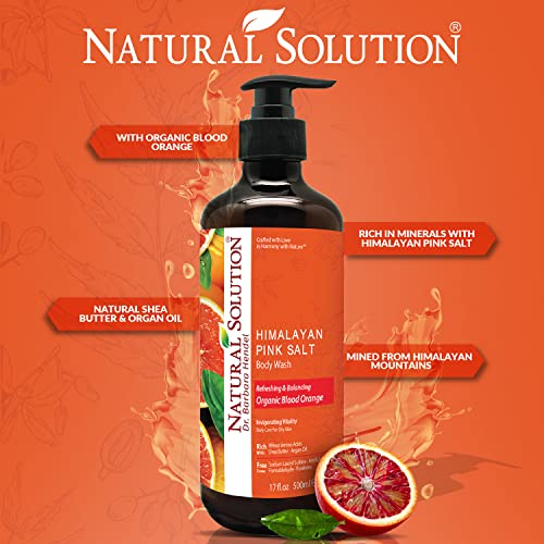 Natural Solution Body Wash, Revitalizes & Refreshing Your Skin, Formulated with Organic Blood Orange Extracts with Himalayan Pink Salt, 17 fl oz/Each ? Pack of 4