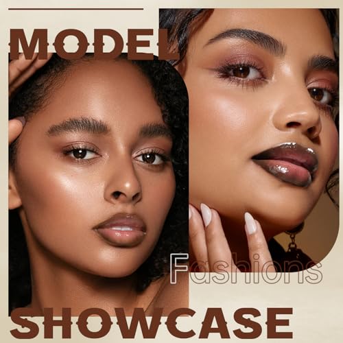 2 Colors Lip Liner with Lip Gloss Set, Moisturizing Light Brown Lip Pencil Dark Brown Lip Liner and Lip Gloss Combo, Long Lasting Glossy Lip Stain Lipstick Lip Care Makeup