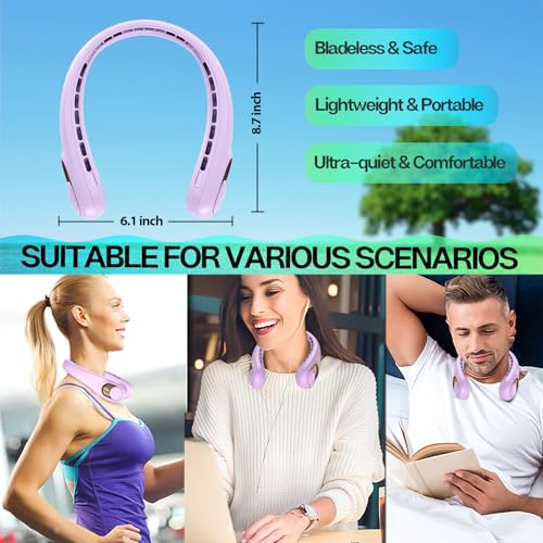 KIDEE Neck Fan, Bladeless Neck Fans Portable Rechargeable, Upgrade 360° Airflow, 3 Speeds, Headphone Design, 4000mAh Battery Operated Personal Wearable Fan Hands Free for Travel Indoor Outdoor