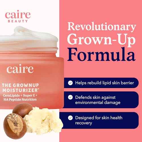 Caire The Grownup Pro-Aging Moisturizer Advanced Hyaluronic Acid Peptide Natural Ceramide Lipid Replenishing moisturizer. Wrinkle Fighting, Collagen Generation (15 ml)