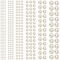 Self-Adhesive Pearl Rhinestones 914 Pcs - 6 Sheets, 3-10mm