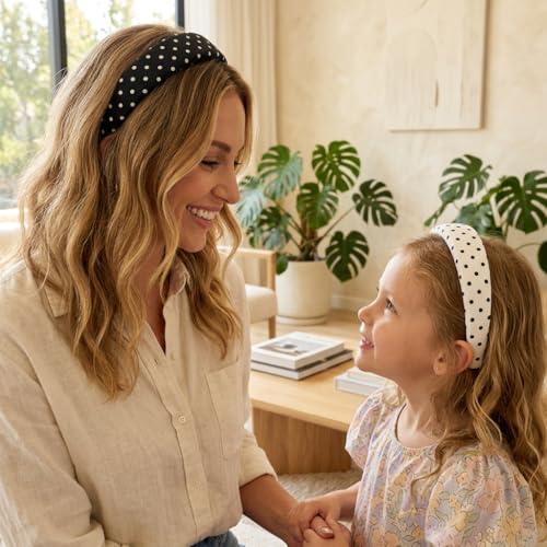Polka Dot Headbands for Women Non-Slip Wide 1 inch 2PC