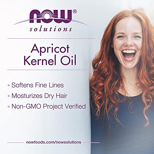 NOW Foods Solutions, Apricot Kernel Oil, Hair Moisturizer, Rejuvenating Skin Oil, Softens Fine Lines, 4-Ounce