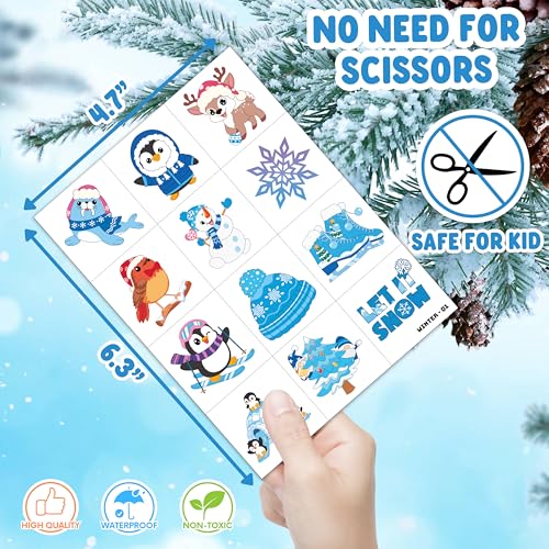 96 Snowflake Temporary Tattoos for Kids - Winter Party Favors