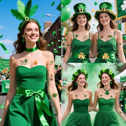 St Patrick's Day Temporary Tattoos - 20 Sheets Shamrock