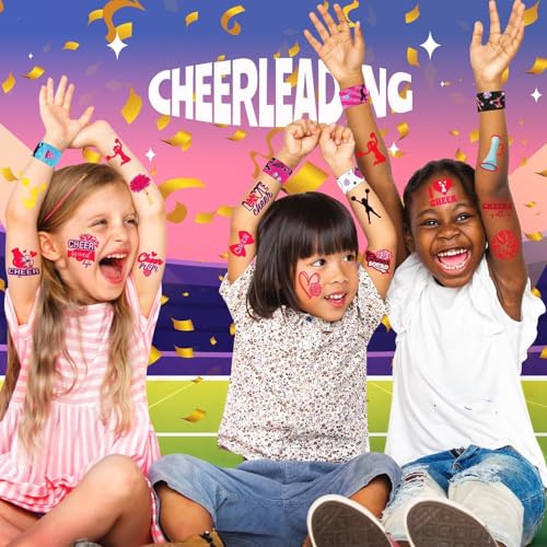 Cheerleading Party Favors Set - 36 Tattoos & 24 Slap Bracelets