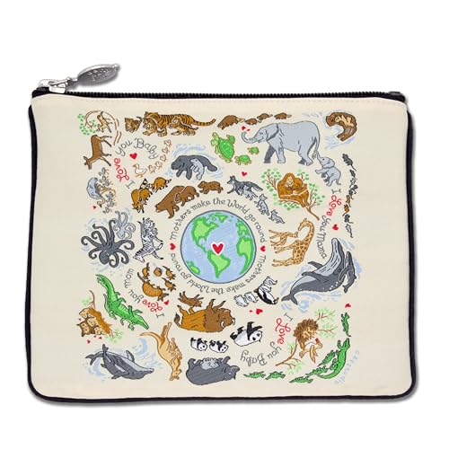 Catstudio Zipper Pouch, Celebrating Moms Embroidered Design, Purse Organizer, Travel Essentials, Travel Toiletry Bag, Ideal Gift for Mom, Makeup Bag, Dog Treat Pouch, Purse