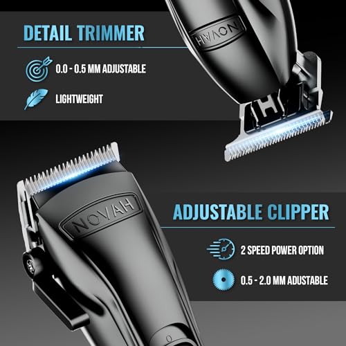 Novah Professional Cordless Hair Clippers & Trimmer Kit for Men
