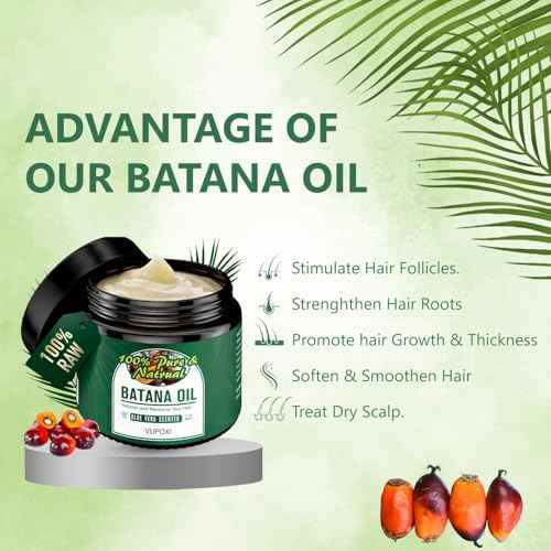 Batana Oil for Hair Growth - Dr. Sebi Pure batana oil from Honduras - Unrefined Raw hair oil Prevents Hair Loss - Promotes Hair Thickness - 100% Natural Organic - 7.7 Fl OZ