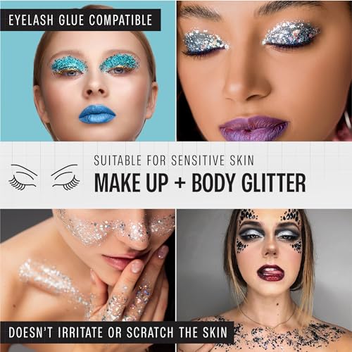 Body Glitter Set – 16 Colors Holographic Festival Makeup with Glue
