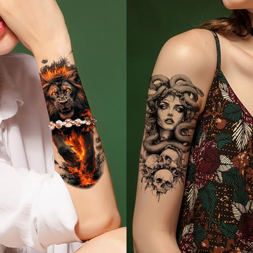 GlaryYears Realistic 3D Temporary Tattoos Half Sleeve Pattern D for Men