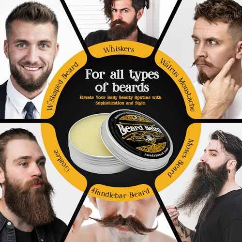 MEKER Beard Balm, Beard Softening Leave-in Balm with Brush, All-Natural Anti-Itch, Organic Beard Conditioner for Softening, Stops Itch, Grows, 7.04 OZ
