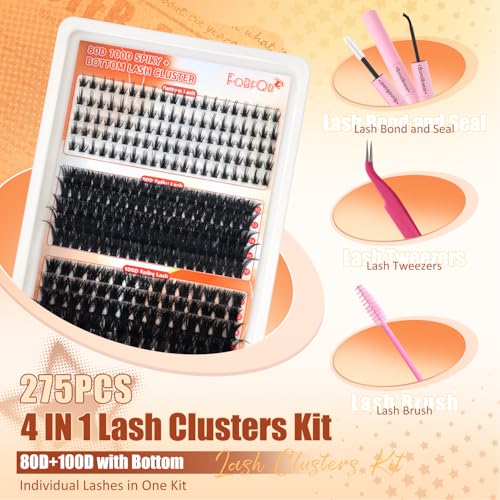 275PCS Manga Lash Clusters Kit with Glue & Tweezers