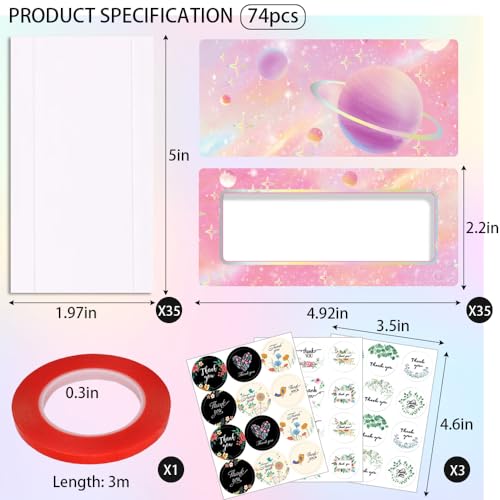 74PCS Press On Nails Packaging Set with Boxes & Stickers