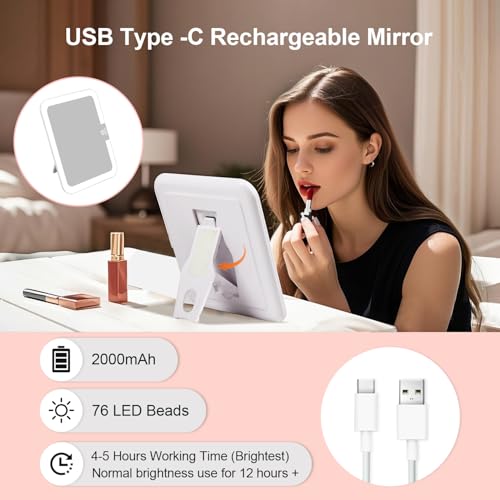 Makeup Bag with LED Mirror & USB Charging, 10" Cosmetic Organizer