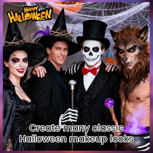 Orange Black White Oil Based Face Paint Kit with Painting Brushes, Professional Full Coverage Greasepaint for Adults Halloween Cosplay SFX Tiger Pumpkin Makeup Carnival Theater Stage