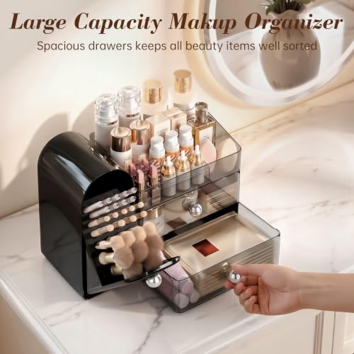 Delamu Makeup Organizer with Brush Holder & Drawers