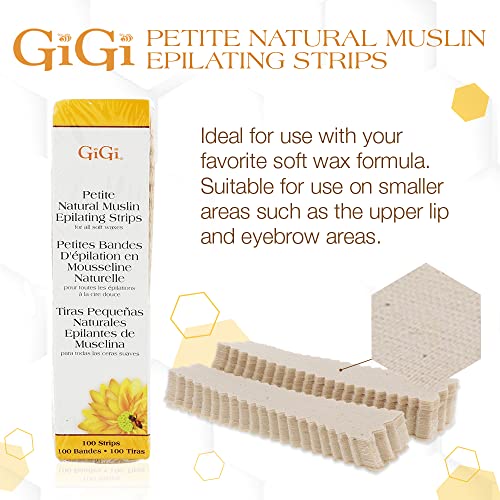 GiGi Petite Natural Muslin Epilating Strips for Hair Waxing/Hair Removal, 100 Strips