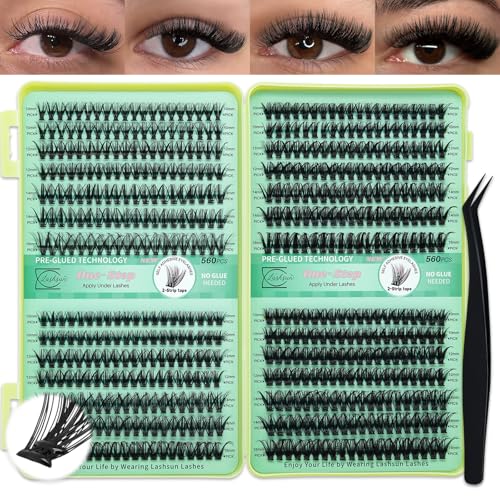 Self-Adhesive Lash Clusters Kit, 560pcs Individual Eyelashes
