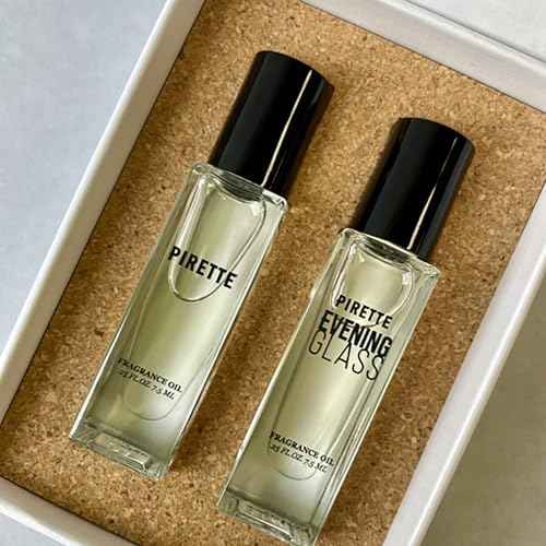 PIRETTE MIni Fragrance Oil Roll On Duo Set Evening Glass Fragrance Oils, Beach-Inspired, Long Lasting Perfume Oil Set, Travel Size Perfume, 2 x 0.25 fl oz