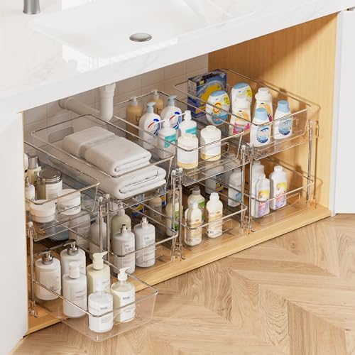 Vtopmart 4-Pack Under Sink Organizer, 2-Tier Pull-Out Cabinet Storage