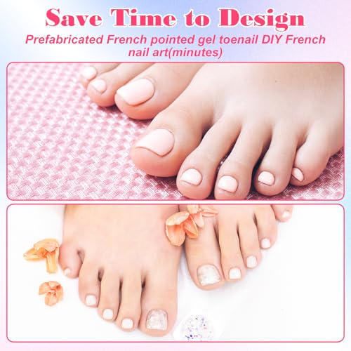 150 Pcs French Tip Toe Nails Press On Kit - 15 Sizes