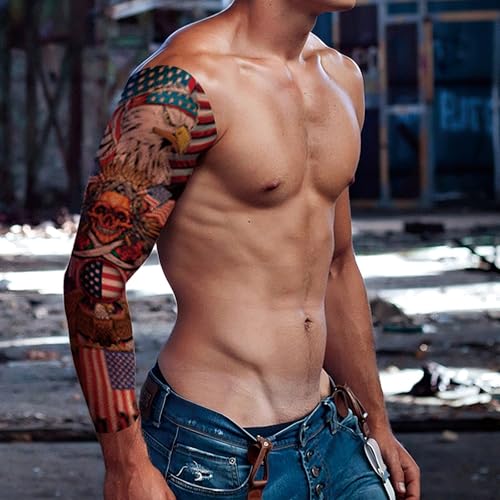 6-Pack Large Patriotic Full Arm Temporary Tattoos