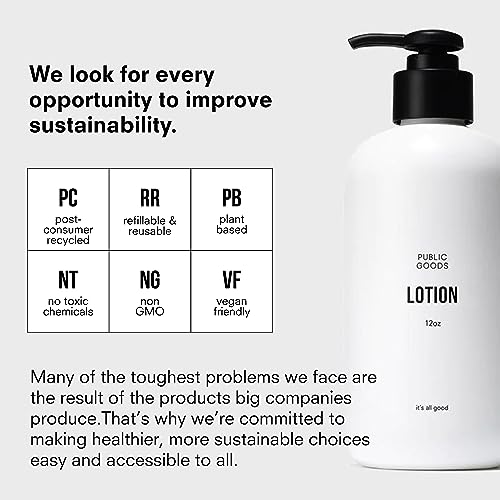 Public Goods Body & Hand Lotion for Women & Men | Natural Moisturizing Daily Lotion for Dry & Itchy Skin | Paraben & Sulfate Free | Made with Organic Essential Oils | Made in Canada | 12 Fl Oz Bottle