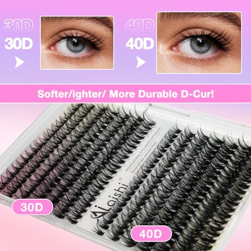 DIY Cluster Lash Extensions Kit - 280pcs 9-16mm D Curl with Bond & Seal