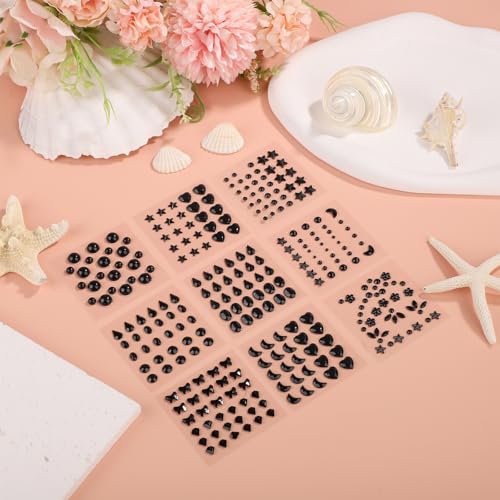 9 Sheets Face Gemstone Stickers, Self Adhesive Rhinestones Face Diamonds Jewels Gems Stick on Rhinestone Embellishment Stickers for Makeup Party Festival