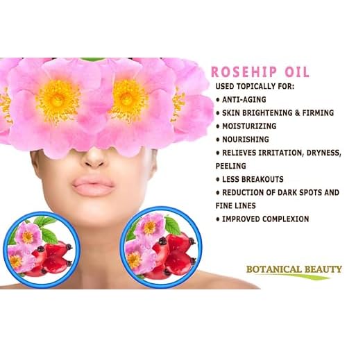 Botanical Beauty ROSEHIP SEED OIL 100% Pure Natural Refined Cold-Pressed Carrier Oil 1 Fl Oz 30 ml For Face, Skin, Body, Hair, Lip, Nails, Rich in vitamin C, Vitamin E, Anti-Aging