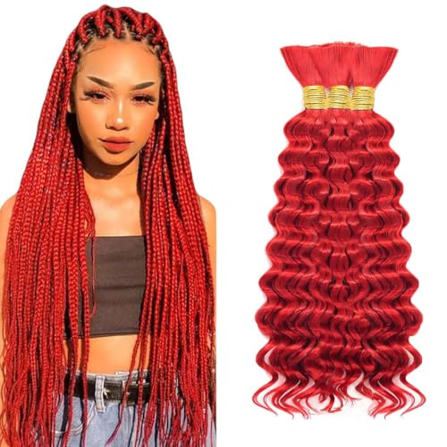 Red Boho Braiding Hair 22" 150g 3 Bundles Curly Deep Wave