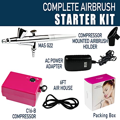 Airbrush Kit with Compressor & 0.4mm Spray Gun - 3 Pressure Levels