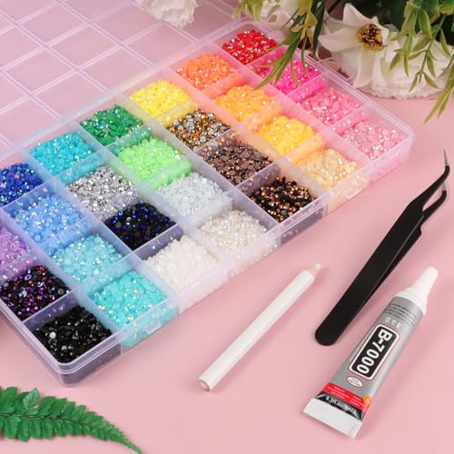 28 Colors 3mm Resin Rhinestones Bedazzling Kit with B7000 Glue