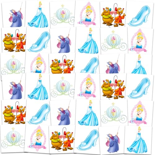 Cinderella Temporary Tattoos 72-Pack Party Favors for Kids