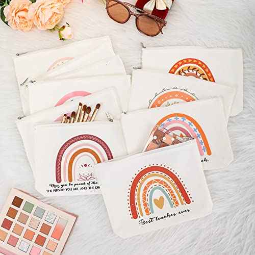 Paterr 20 Pcs Appreciation Gift Bulk for Teachers Tote Bags with Makeup Bag Thanksgiving Gift for Teacher Women Mom Team