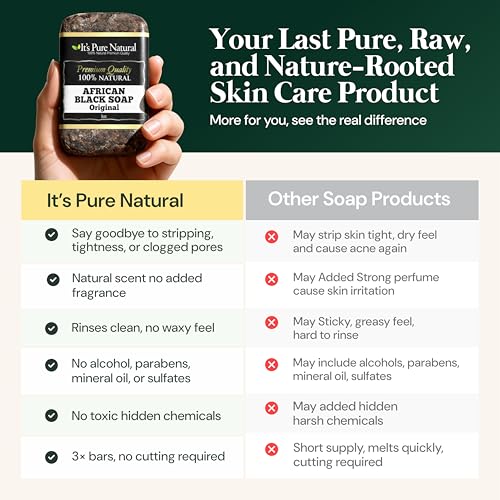 African Black Soap Bars - 3 Pack Organic Face & Body