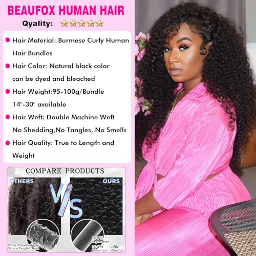Burmese Curly Human Hair 3 Bundles (14 16 18) 100% Virgin
