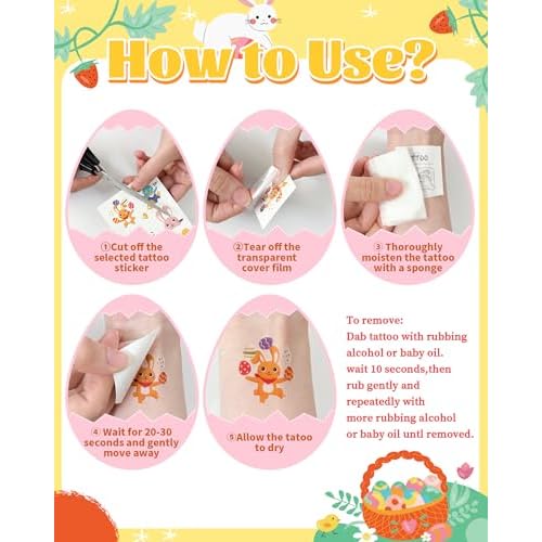 Greingways 110 Styles Easter Tattoos Party Favors for Kids, Luminous Temporary Tattoos Stickers, Egg Decorating Fillers Easter Goodie Bag Basket Stuffers Gifts for Girls Boys Kids Teens