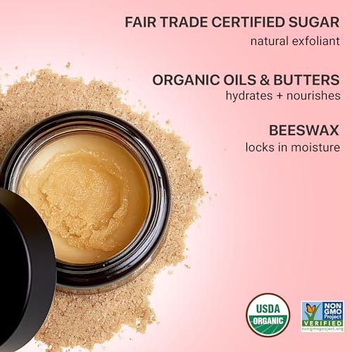 Organic Lip Scrub Berry - USA Made Exfoliating Lip Scrub with Natural & Organic Ingredients, Moisturizing Lip Exfoliator Scrub for Dry Lips, Lip Scrubber Exfoliator & Sugar Scrub for Smooth Lips