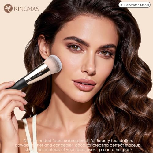 KINGMAS Dual-Ended Foundation & Concealer Brush Set (2-Piece)